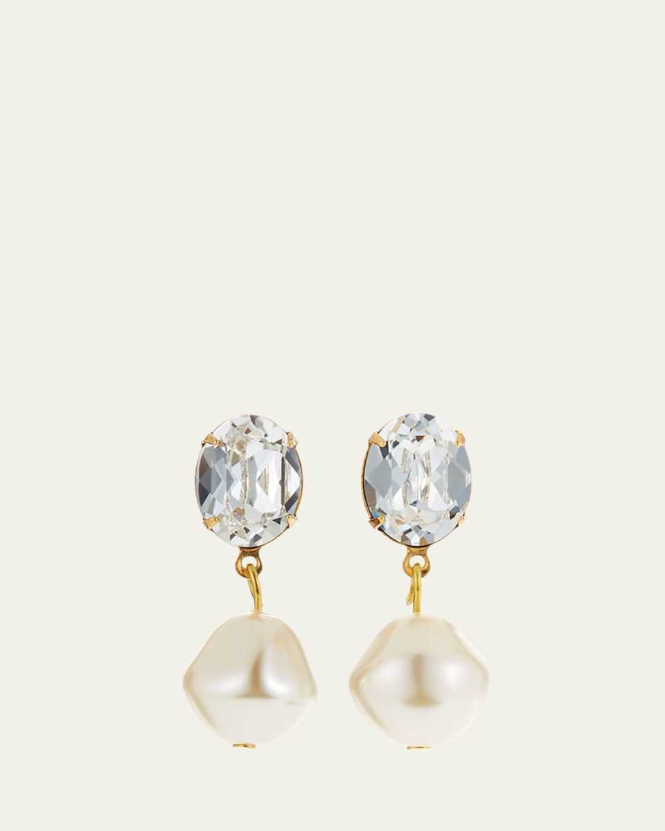 Tunis Crystal-Pearl Drop Earrings